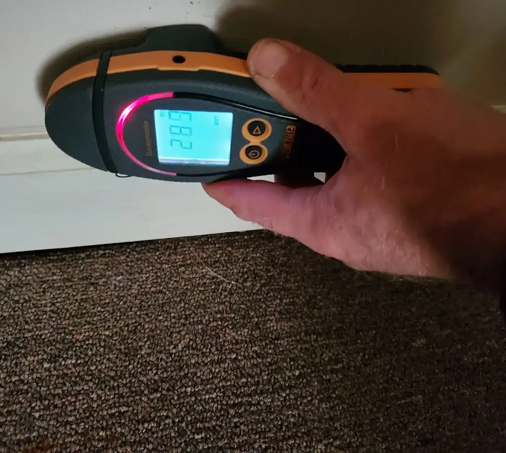 Moisture detection at baseboard during Mold Inspection & Testing in Manteca